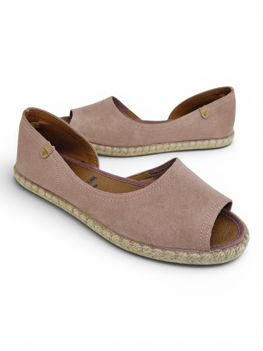 NEW Verbenas Cruz Suede Open Toe Flat Espadrilles Womens 7.5 US / 38 EU NWOB